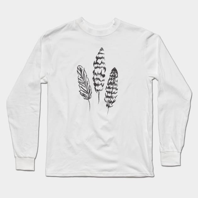 Feathers Long Sleeve T-Shirt by MegDig Design